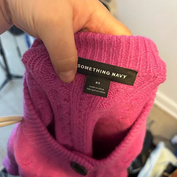 SOMETHING NAVY WOOL BLEND CARDIGAN - Picture 3 of 4